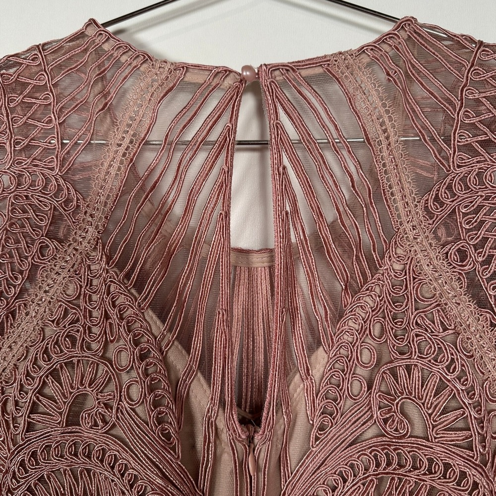 Pink Lace Mother of the Bride Angeleye Soutache Flutter Sleeve Dress Womens 10 - Picture 7 of 9